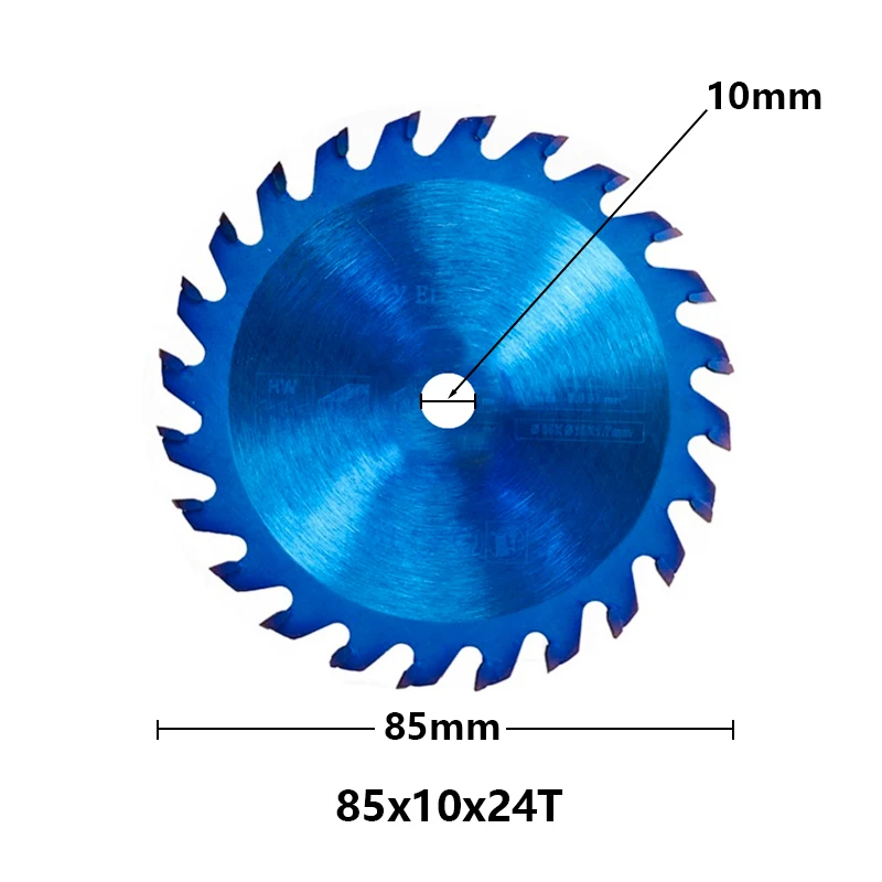 1 шт. 85x15 мм 24/36 зубьев TCT циркулярное пильное полотно 85x10 мм Nano голубое покрытие лезвие для пилы по дереву твердосплавный режущий диск мини пильный диск - Цвет: 85x10x24T