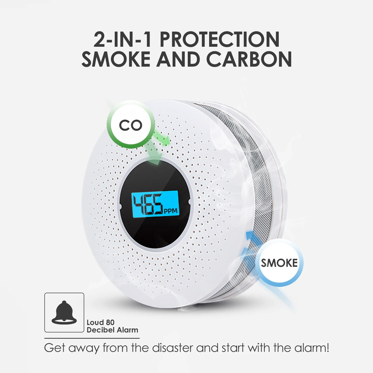 

2 in 1Carbon Monoxide Smoke Fire Detector Home Security Protection High Sensitive Fire Equipment LED Display Detector Alarm