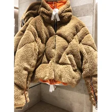Зимняя куртка-пуховик с плюшевым мишкой, высокое качество, Женская куртка-пуховик на молнии с капюшоном и граффити сзади на утином пуху