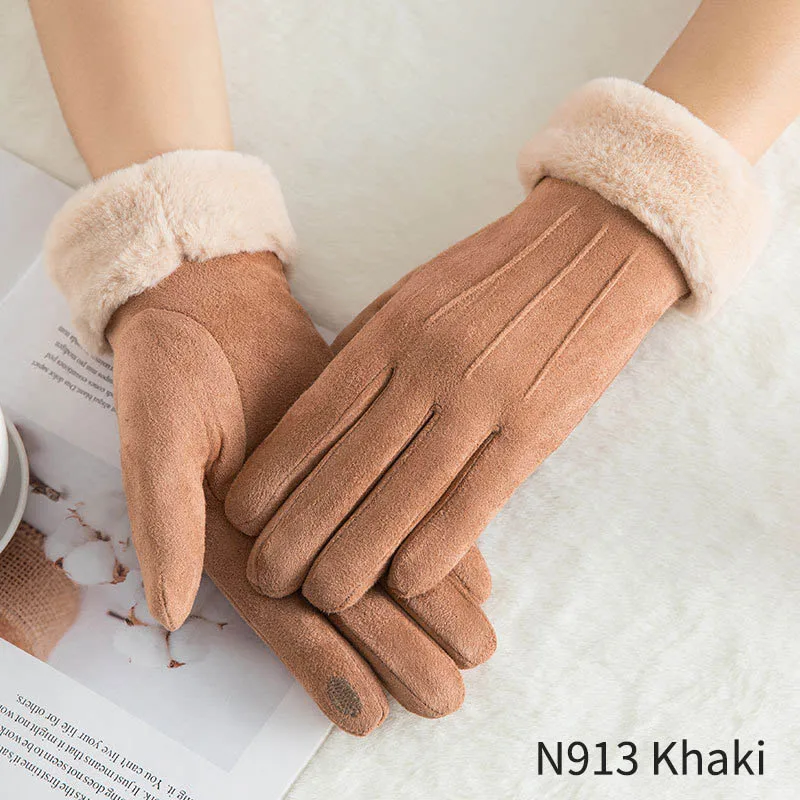 Модные женские спортивные теплые перчатки Luvas de inverno, одноцветные варежки с сенсорным экраном, Женские варежки