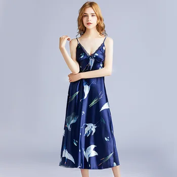 

Women Sexy Nightgowns Soft Nightwear Lace Nightgown Thin Sleepwear Night Dress Ladies Homewear Satin Long Sling Sleepdress