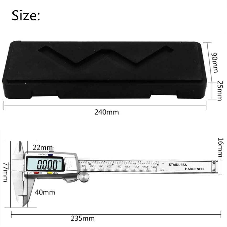 Цифровой штангенциркуль из нержавеющей стали электронный цифровой штангенциркуль 6 дюймов 150 мм металлический микрометр измерительный инструмент штангенциркуль