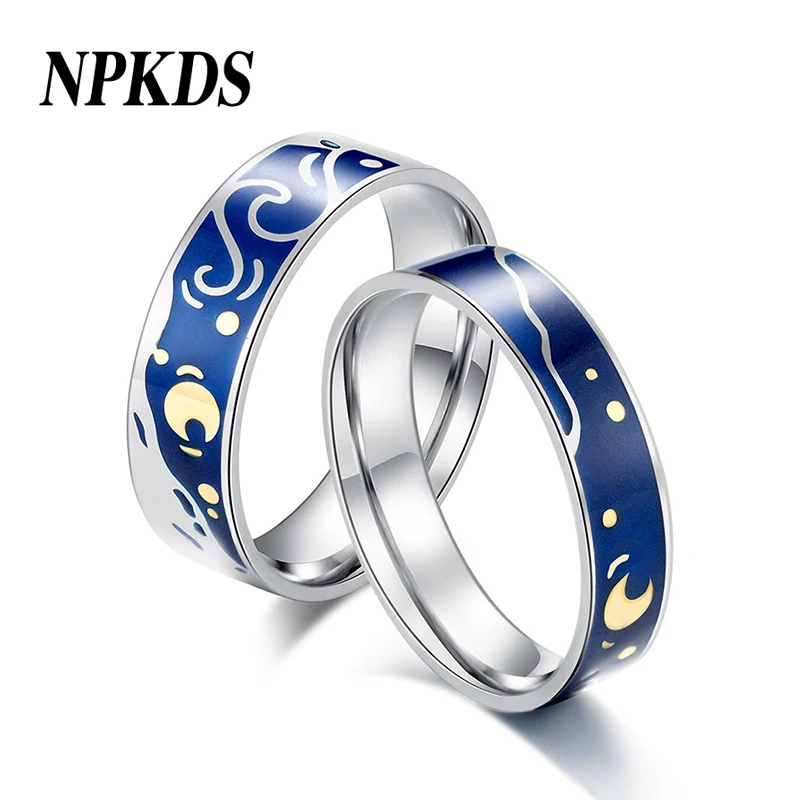 NPKDS Трендовое голубое звездное ночное кольцо Винсента Ван Гога 1889 для мужчин и женщин 316L ювелирные изделия из нержавеющей стали обручальное кольцо LCH733SR00