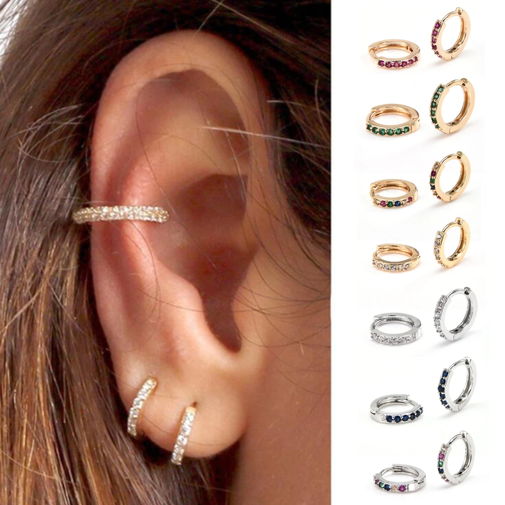 Pendientes cartílago rellenos De oro para Mujer, Aretes huecos, joyería, Aretes De Mujer Modernos, tachuelas Punk AliExpress