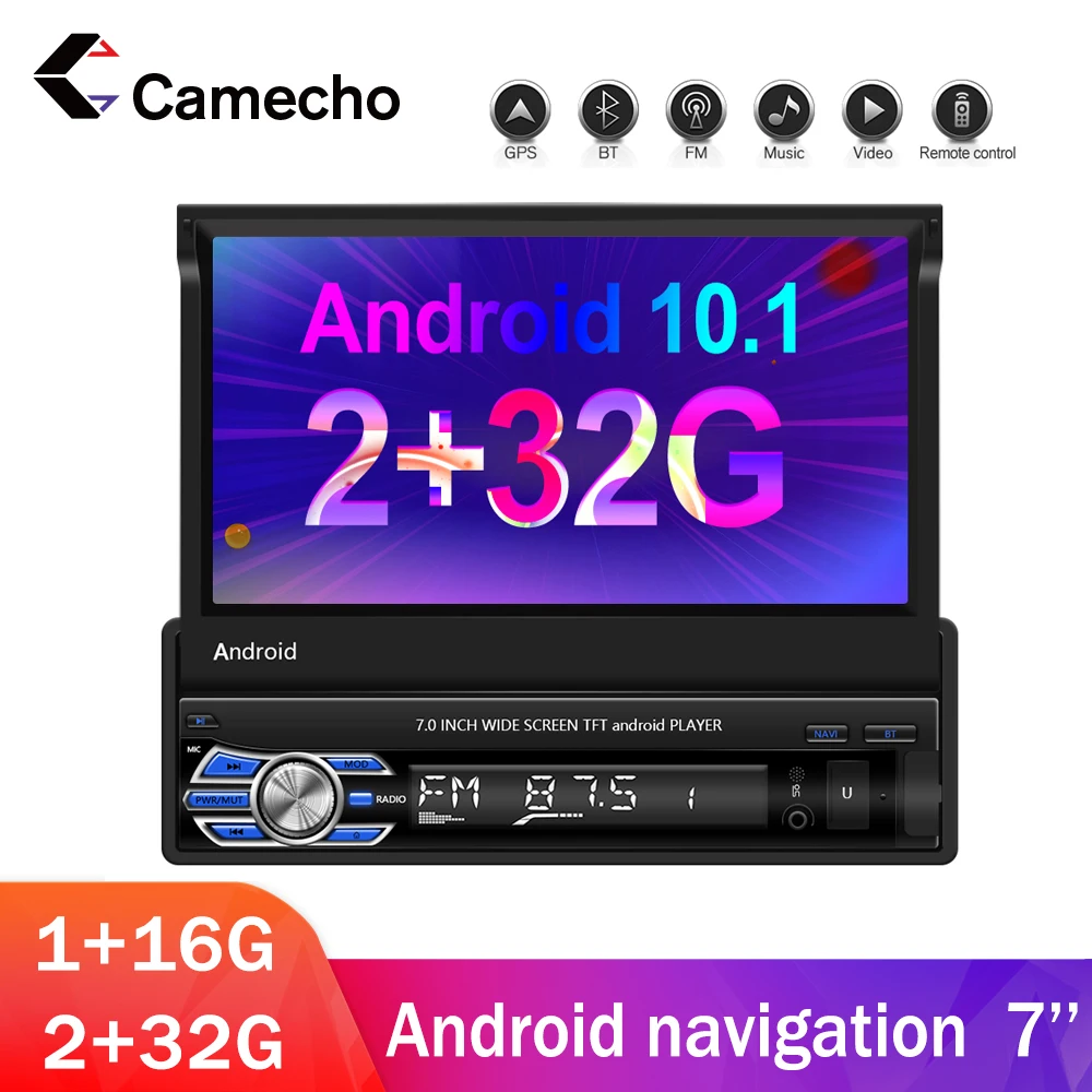 Автомагнитола Camecho 2 + 32 ГБ Android 10 1 Din сенсорный экран 7 дюймов автомобильный