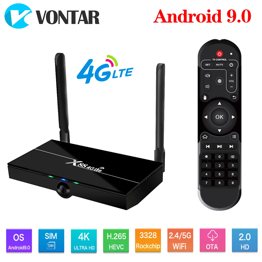 

Support 4G Nano SIM CARD X88 4G Lte Android TV Box 2GB 16GB Rockchip RK3328 Dual Wifi 4K Media Player USB3.0 Google Play Store