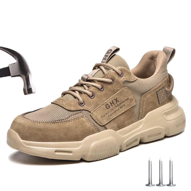 Work safety shoes men steel toe anti-puncture indestructible lightweight breathable safety boots Kevlar insole work sneakers safety shoes men shoes
