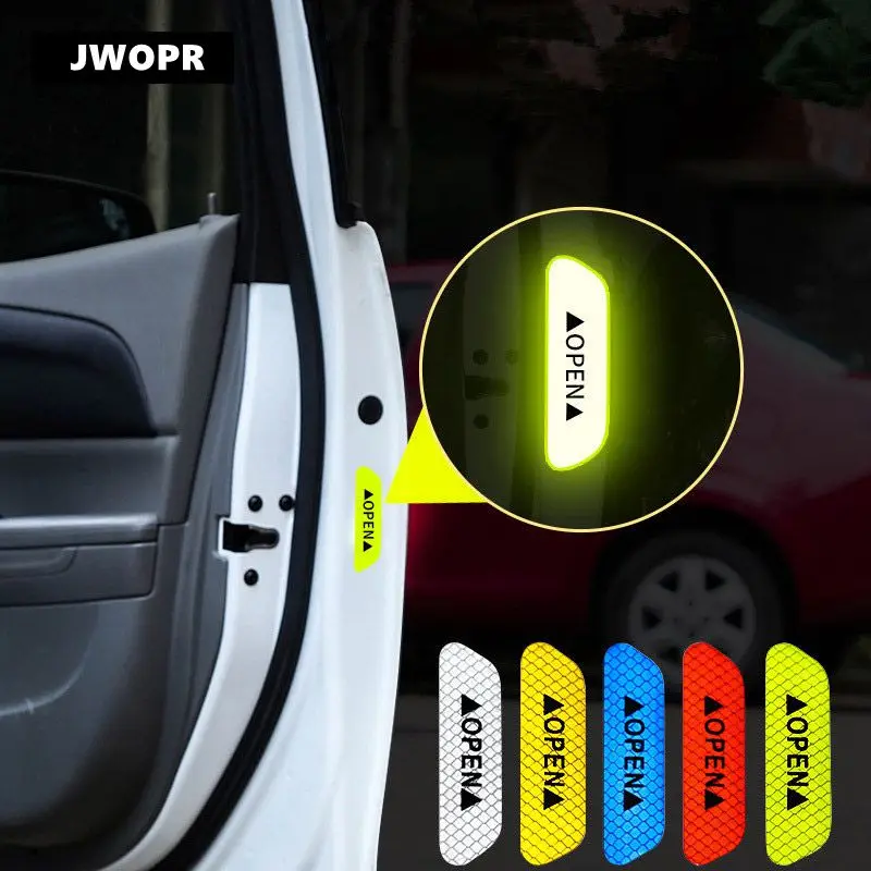 

OPEN Reflective Car Stickers Safety Warning Stickers Car Door Night Reflective Anti-scratch Strip Car Accessories Exterior
