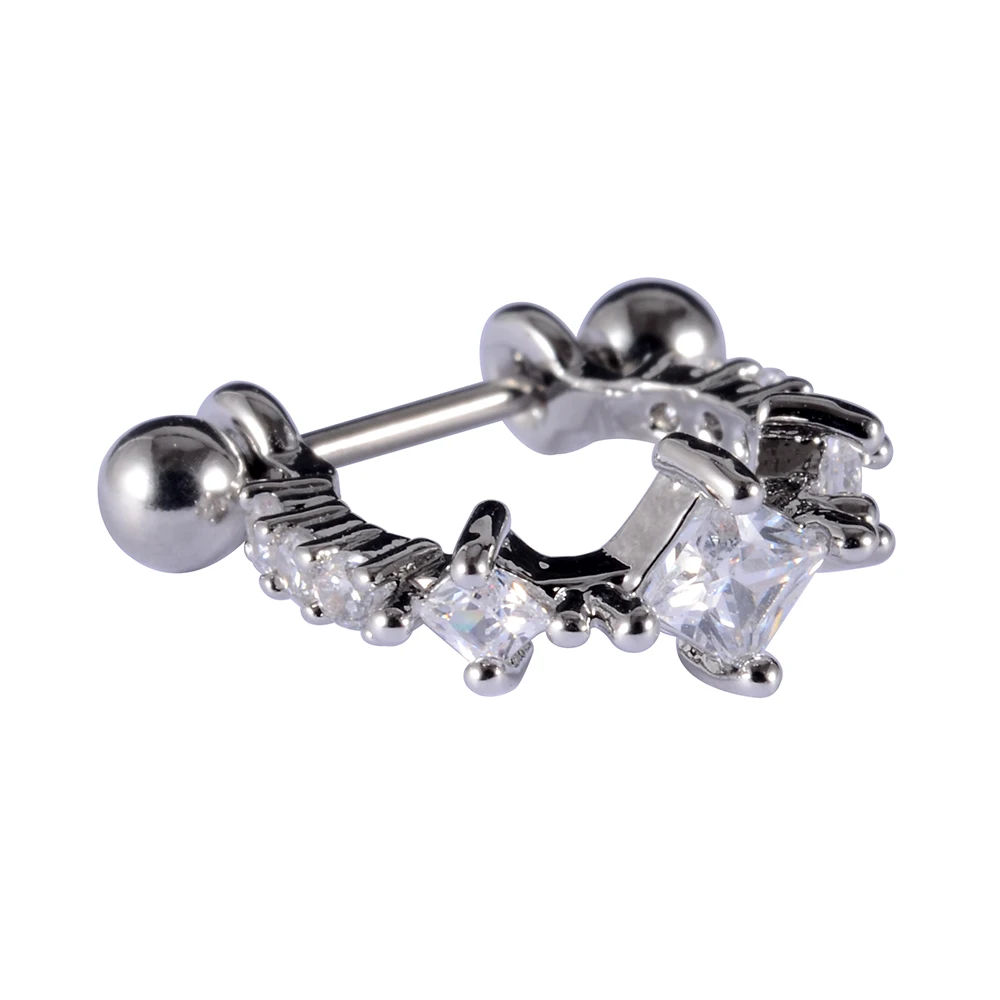 Geometric Earrings Ear Cuffs Earrings 2pcs Surgical Steel Barbell Earring Helix Tragus Cartilage Daith Micro with CZ Zircon Hoop Loop Ear Cuff Piercing Jewelry