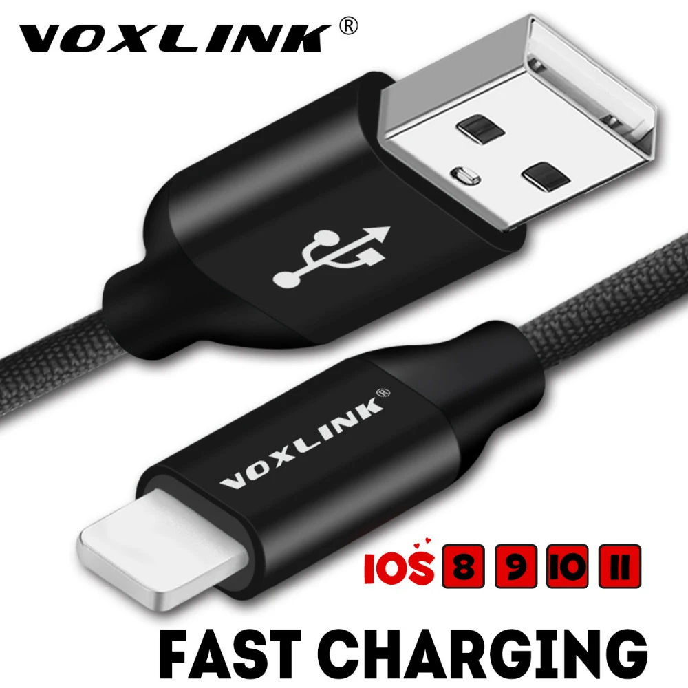 VOXLINK 2.4A USB Cable for iPhone X Xs Max XR 5V Fast Charging USB Charger Data Cable for iPhone Cable 8 7 6Plus USB Charge Cord