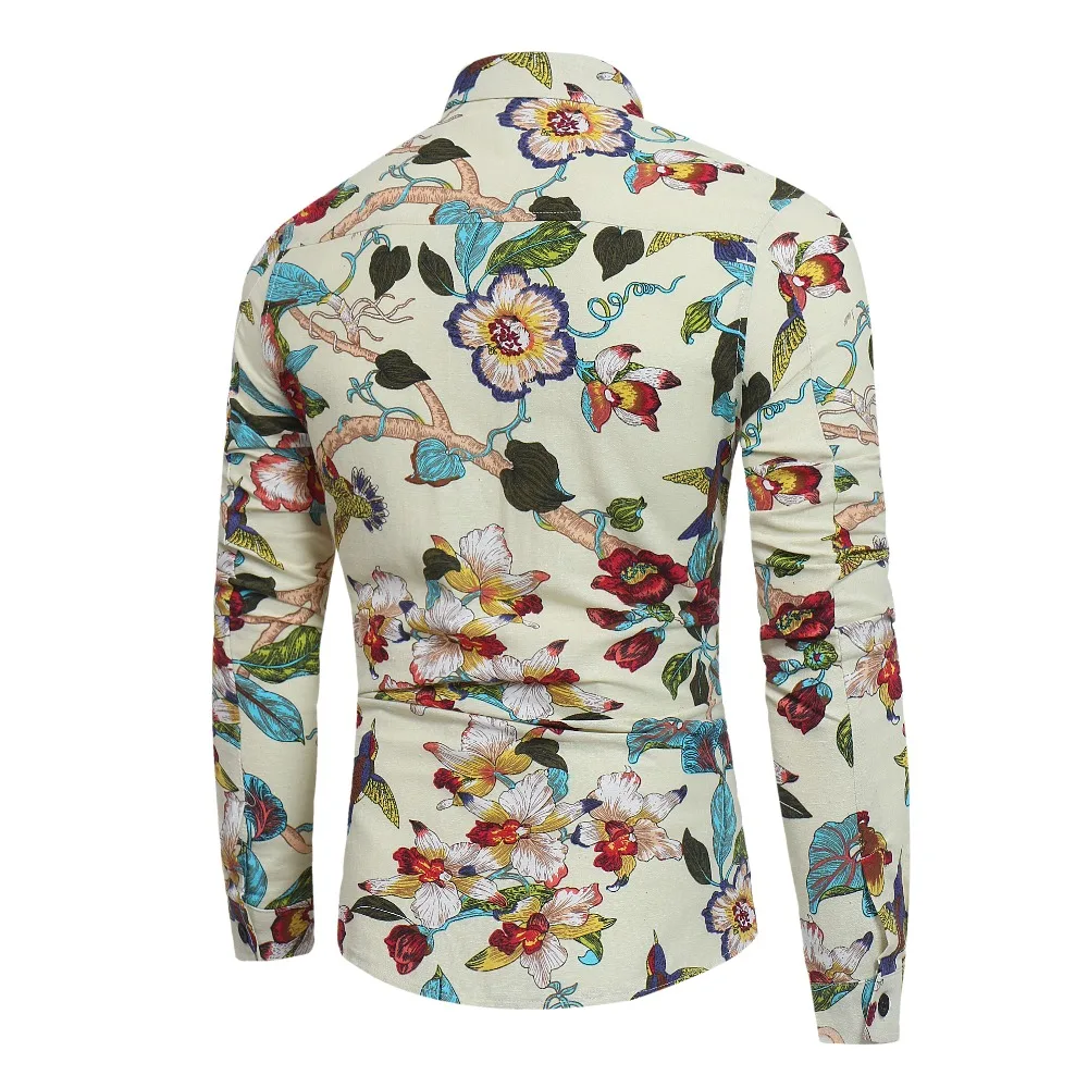 MJARTORIA Мужская Повседневная рубашка с длинным рукавом, модная Цветочная рубашка с 3D принтом розы, приталенная рубашка с отложным воротником, мужская одежда