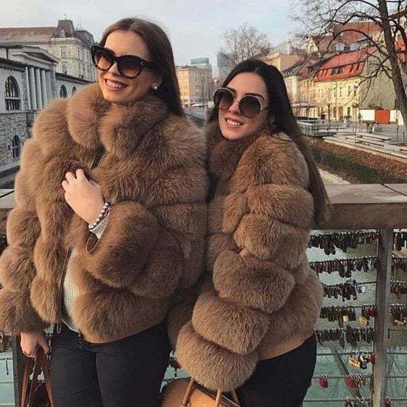 Новый стиль натуральная Шуба из натурального Лисьего меха Короткие женские