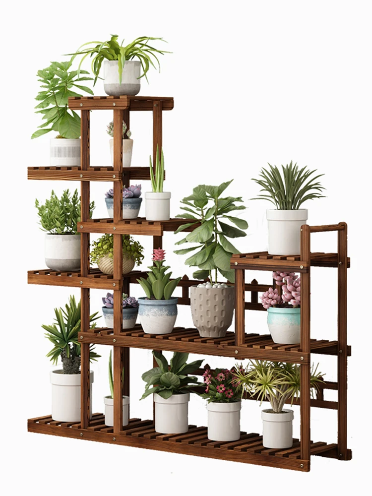 

Multi-storey Indoor Solid Wood Quality A Living Room Balcony Storage Household Meaty Landing Type Flowerpot Frame