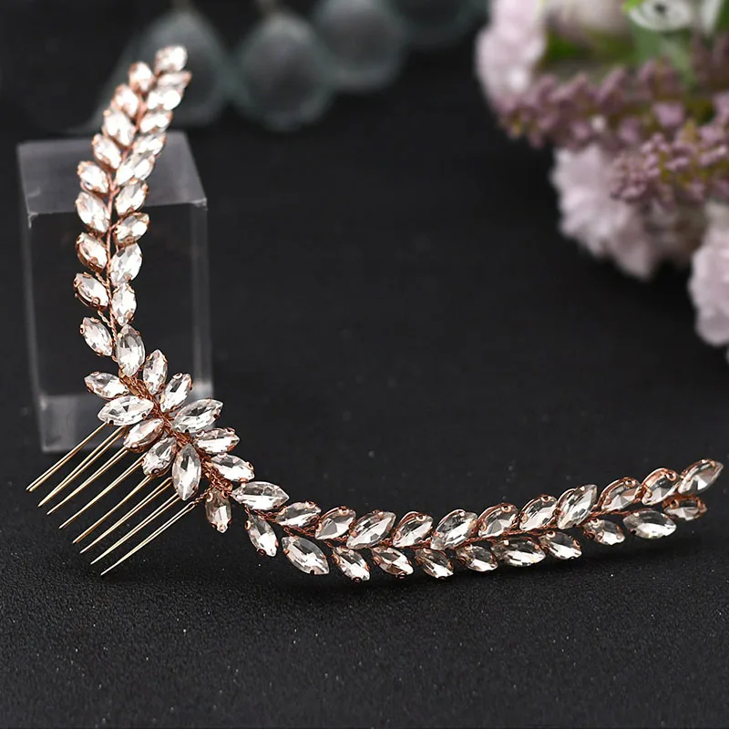 Floralbride Handmade Trendy Rhinestone Austrian Crystal Wedding Hair Comb Bridal Hair Accessories Women Bridesmaids Jewelry