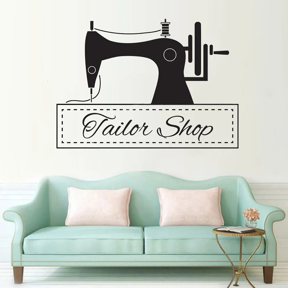 

Sewing Machine Wall Sticker Tailor Shop Wall Decor Vinyl Decal Clothing Store Decoration Needlework Mural Mends