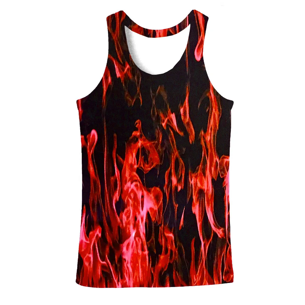 

UNEY Flame Tank Tops For Men Summer Stripe Graphic Psychedelic Smoke US Size 3D Sleeveless Fire Vest Sport Gym Tops 2020 New