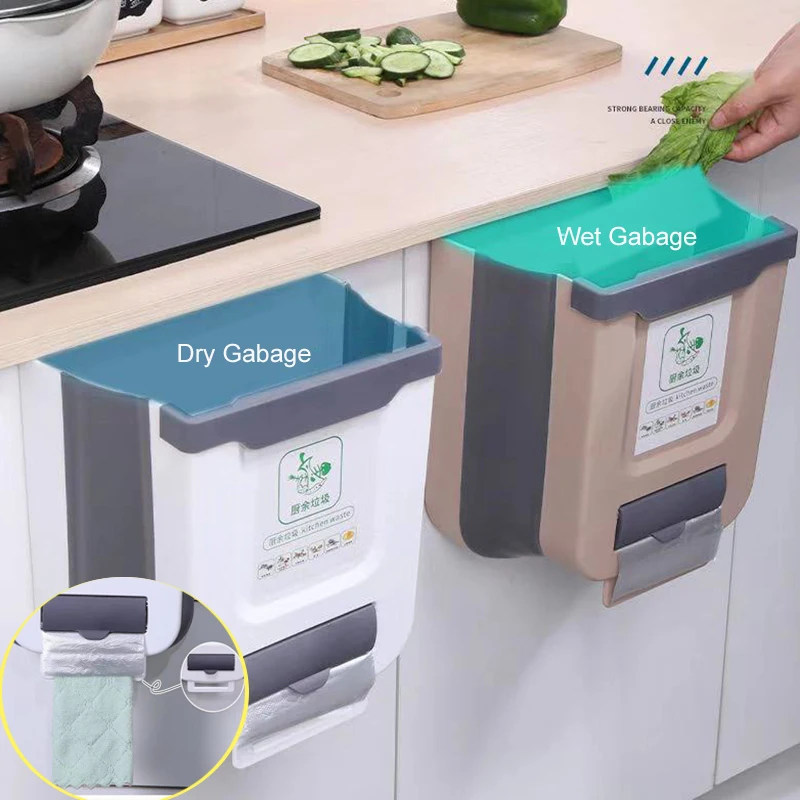 Collapsible Trash Can Countertop Trash Can With Bag Holder 10l Folding  Small Garbage Can With Trash Bag Container For Cabinet - AliExpress