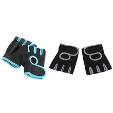 2 Pair New Sport Cycling Fitness Gym Half Finger Gloves Weightlifting Exercise Training M- Black with Blue Edge& Black with Gr
