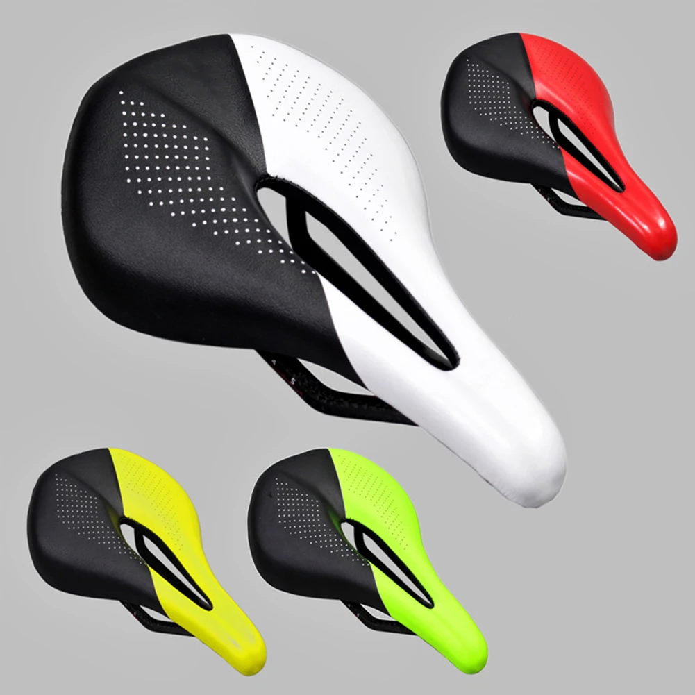 Carbon Fiber Waterproof Hollowed Out Dual Spring Ventilation Wear Resistant Ergonomic Elastic Bike Saddle Soft Replacement
