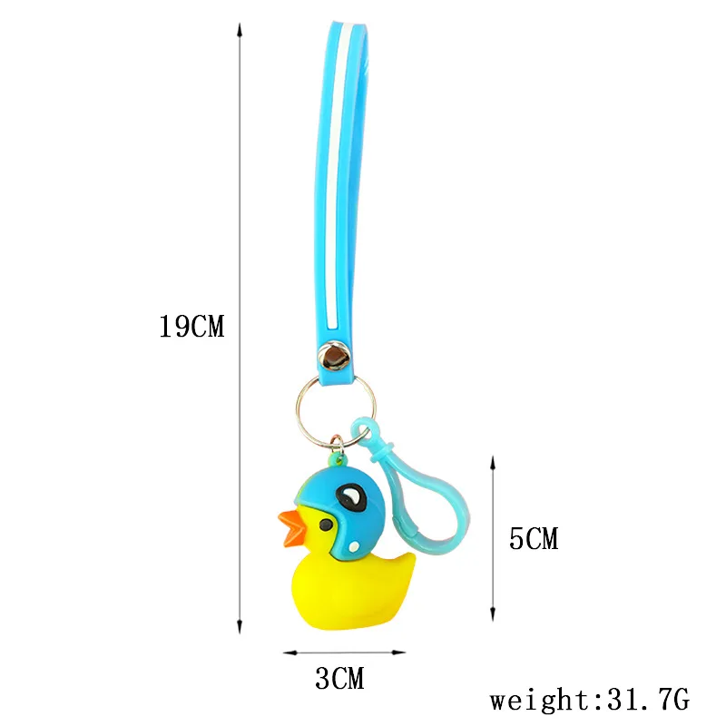 

2019 cute cartoon PVC helmet small yellow duck keychain pendant bag car keychain hanging decoration creative gift
