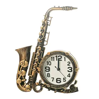 

Saxophone Shaped Alarm Clock Retro Decorative Alarm Clock Bedside Clock for Bedroom Home without Battery (Random Color)