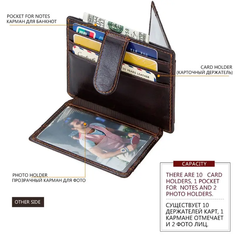 Men's RFID Blocking Business Genuine Leather Wallet Pocket Card Holder Clutch Slim Purse