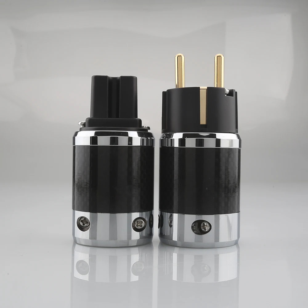 fibra de carbono, conector fêmea iec de graduação de áudio diy