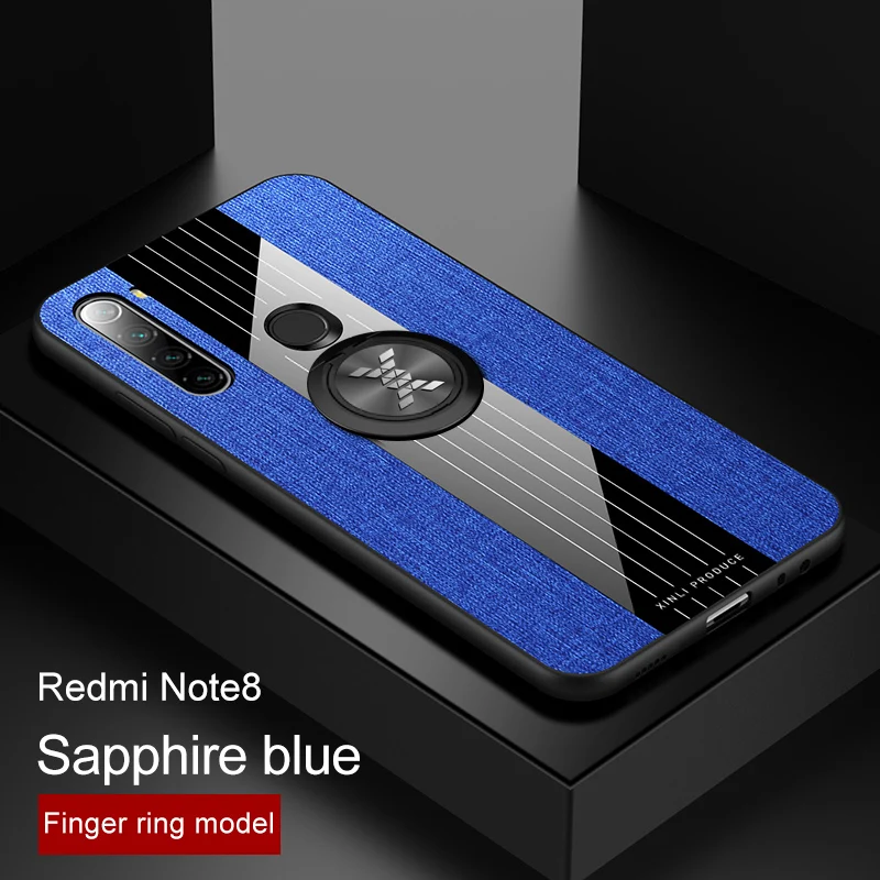 Противоударный чехол для Xiaomi redmi note 8 с магнитным кольцом мягкая рамка ткань