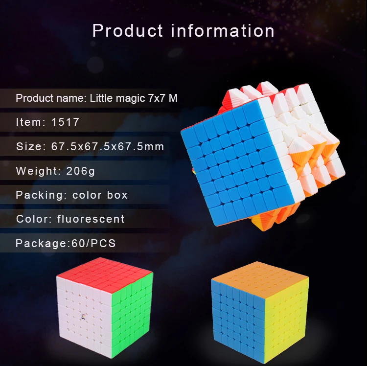 Yuxin Pouco Mágico Cubo Magnético ou Normal Stickerless Zhisheng Quebra-cabeça Ímã 7x7x7 m Crianças Magico Presente 7x7 2 m crianças cubo magico presente