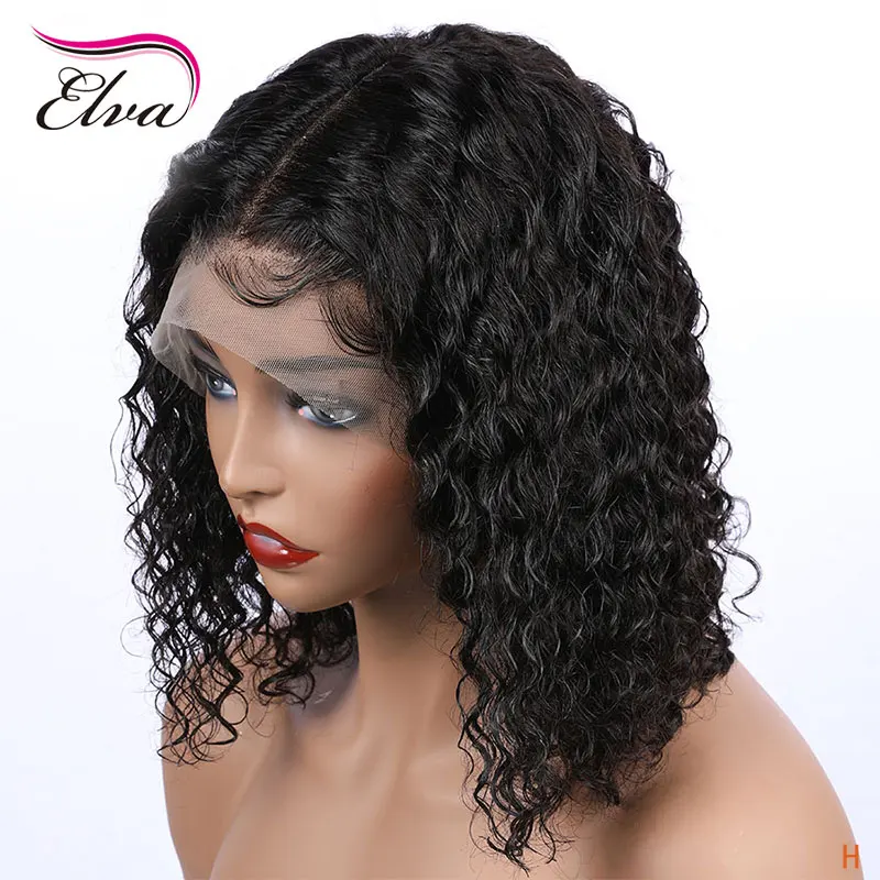 Elva волосы короткие боб 13x6 Синтетические волосы на кружеве человеческих волос парики 150% плотность вьющиеся синтетические волосы на кружеве с детскими волосами Волосы remy парики для чернокожих Для женщин