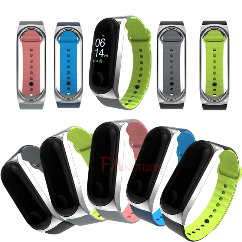 FANGTUOSI для mi Band 4 mi band 3 ремешок Спортивный Браслет Силиконовый металлический чехол ремешок для Xiaomi mi Band 4 3 Correa