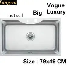 Домой vogue мыть овощи роскошной кухней Одиночная раковина в форме корыта большой 304 из нержавеющей стали 79x49 см
