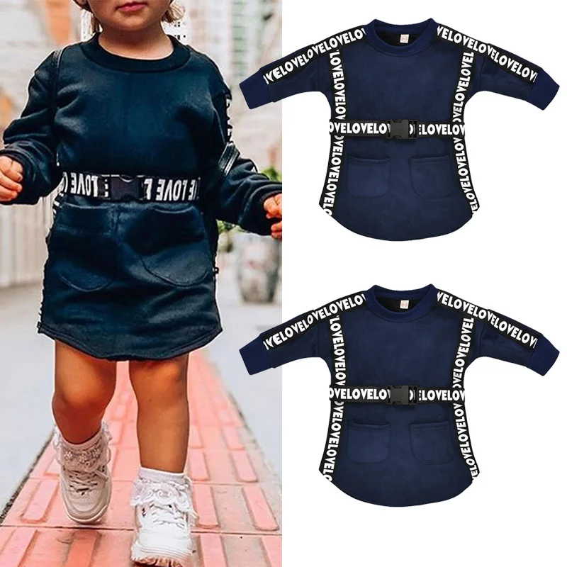 

2020 Spring Kids Dresses for Girls Winter Girl Velour Mini Dress With Belt 0-5Age Children's Clothing Vestidos infantil D30