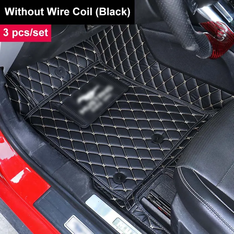Black No Wire Mat QHCP автомобильные коврики ковер из микрофибры провода коврик для ног коврик съемный черный, красный ковры для Ford Mustang - Название цвета: Black No Wire Mat