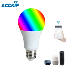 ACCKIP E27 9 Вт Wifi умная лампа Tuya APP с дистанционным управлением, светодиодный светильник, меняющий цвет, работает с Alexa Google Home