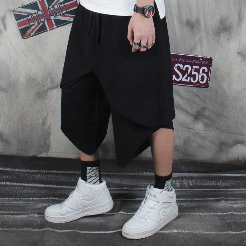 Pantalones cortos de estilo Punk para hombre, Shorts holgados de estilo Hop, ropa de calle de moda, para color negro|Pantalones cortos| - AliExpress