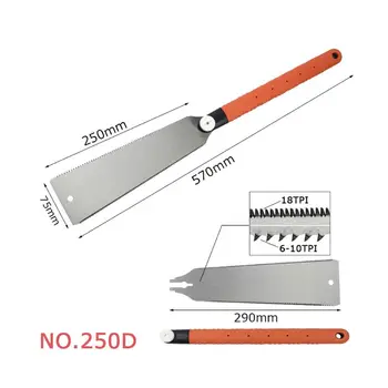 

Woodworking Double Sides Carbon Steel Hand Saw Tenon Fine Tooth with PVC Handle
