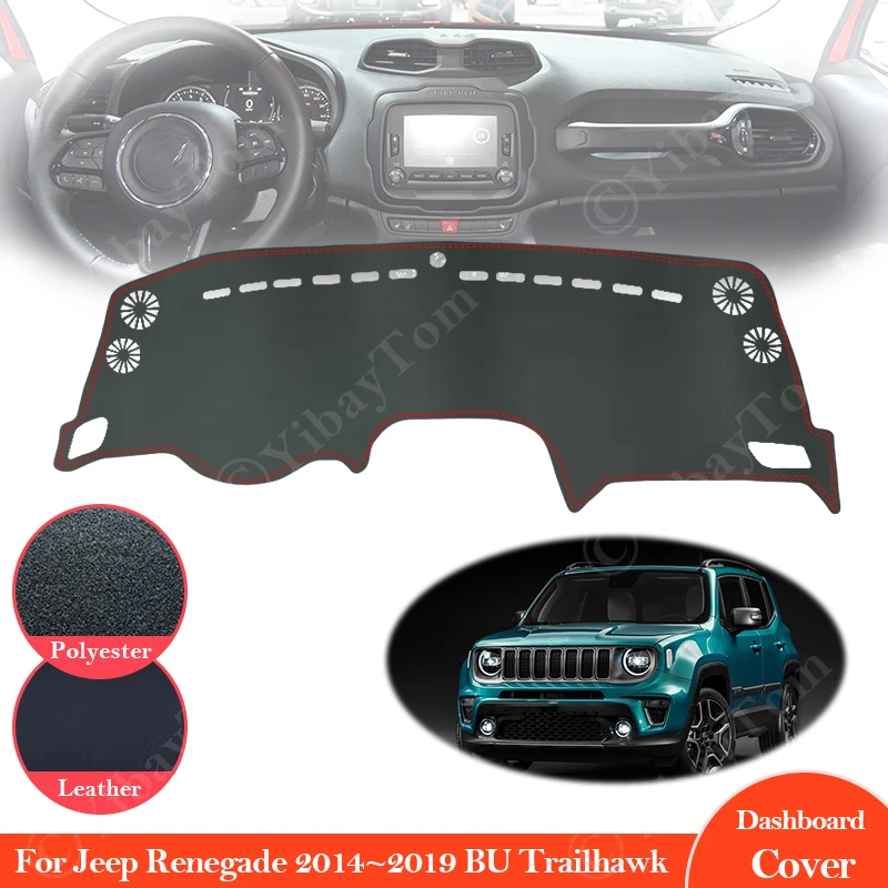 Tapis en cuir antidérapant pour Jeep Renegade 2014 ~ 2019 Bu, couverture de  tableau de bord, pare-soleil, Hawk Trail Hawk 2016 2016 accessoires de  voiture
