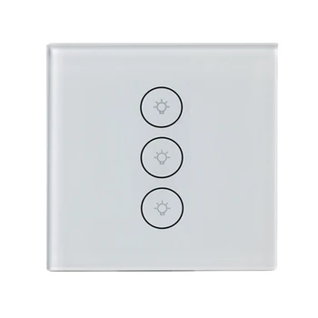 

EU Smart Light Switch, 3 Gang 1 Way Wifi APP Remote Control Wall Press Switch, Tempered Glass Press Sn AC 100-240V