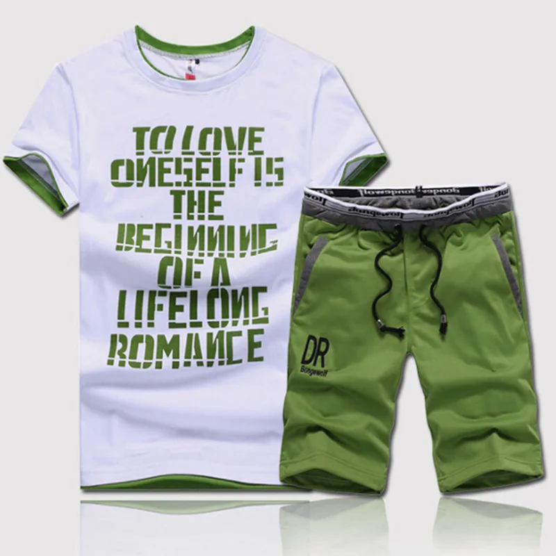 Летний мужской комплект из 2 предметов одежда для фитнеса мужская повседневная