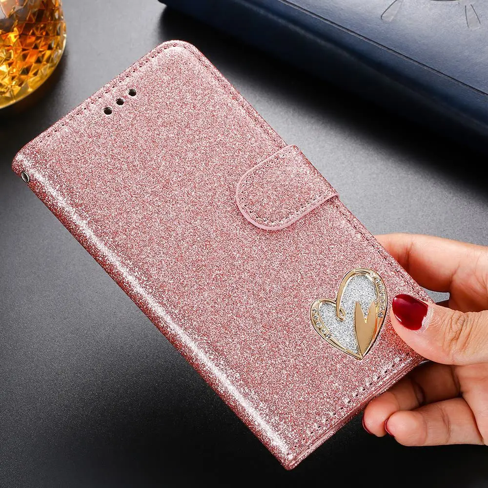 Чехол-книжка LAPOPNUT с блестящими сердечками для Samsung Galaxy A71 A51 J6 J4 Plus 2018 J5 J3 A5 A8 A7