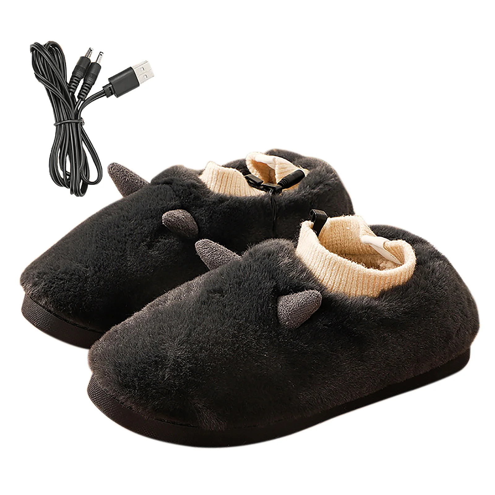 Winter USB Warmer Foot Shoes Plush Warm Electric Slipper Feet Heat Washable Cute 
