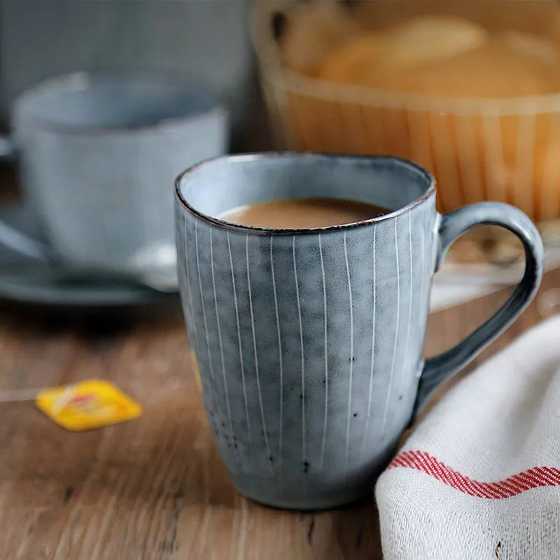 300ml Vintage Coffee Tea Cup Retro Style Ceramic Cup Coffee Mug Hand Painted Irregular Shape Porcelain Drinking Cup Fancy Drinkware Gift (7)
