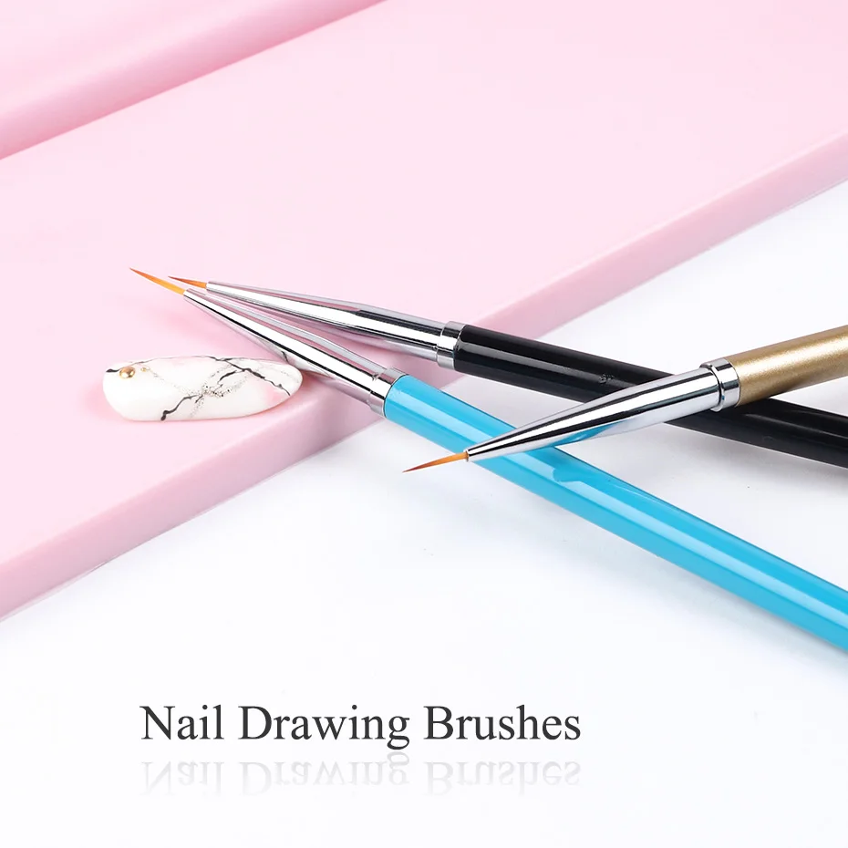 STZ 3pcs Nail Art Brush Set Professional Liner Drawing Brushes For Manicure Painting Pen Acrylic UV Gel Polish Lines Tools#1048