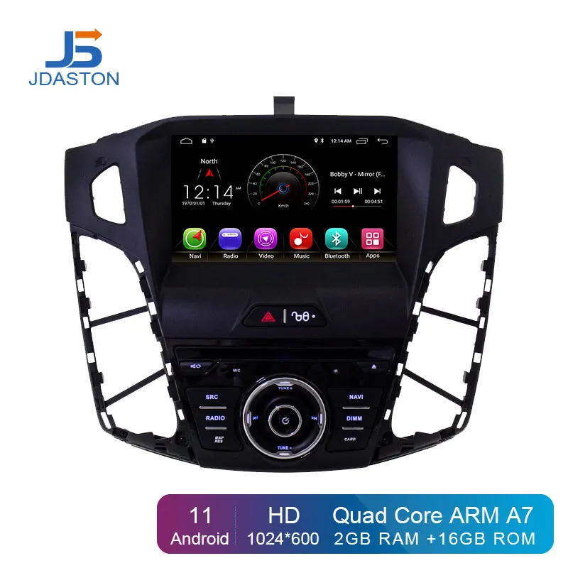 JDASTON Android 11 Car Multimedia Player For Ford Focus 2011 2012 2013 2014 1 Din Radio GPS DVD WIFI DSP Autoaudio | Автомобили и