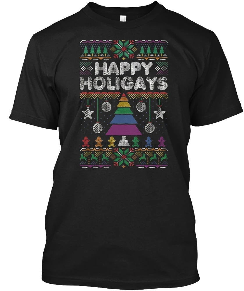 Мужская футболка Happy Holigays гей Прад ЛГБТ Рождественская женская | одежда
