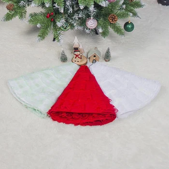 

80cm Christmas Decorations Fabric Lace Christmas Tree Skirt Pleated Tree Skirt Festive Party Decor