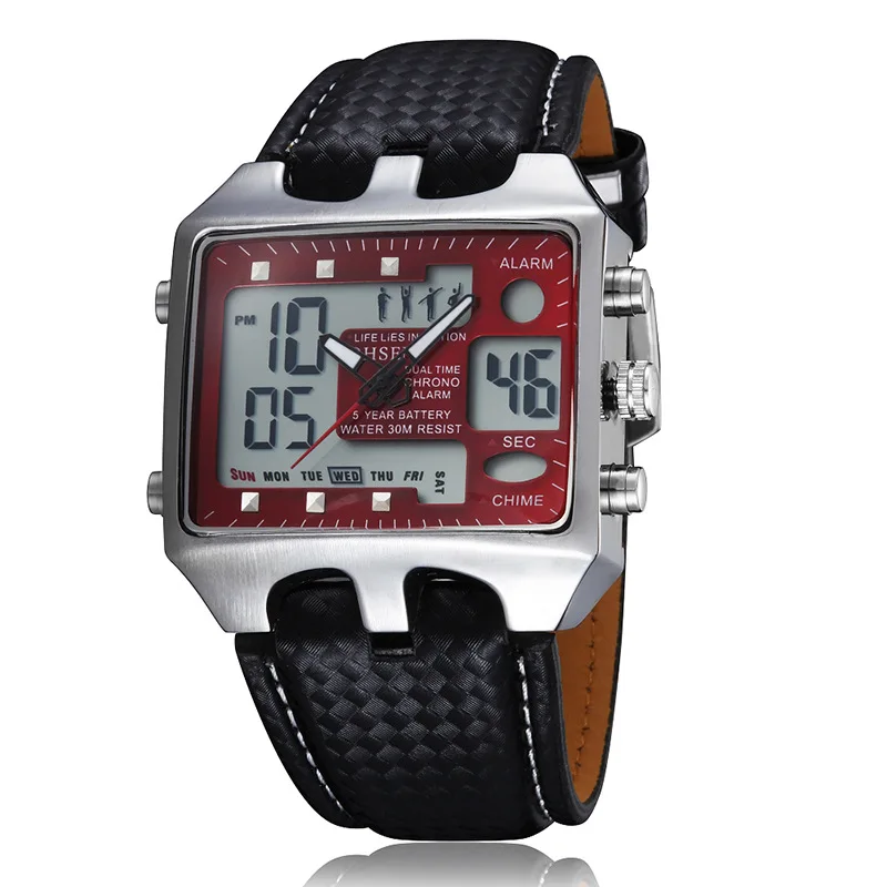

new luxury Men's Sports Watches Outdoor Military Watch Red Dial Black Leather Strap Casual Dress Wristwatch Relogios Masculinos