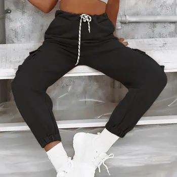 

Trendy Women Pants 2019 Spring Autumn Female Solid Drawstring Elastic Waist Trousers Loose Femme Long Pant Sweatpants Oversized