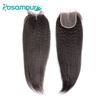 

Brazilian Human Hair Lace Closure 4X4 Kinky Straight Middle Free Part Natural Remy Hair Lace Frontal Closure With Baby Hair